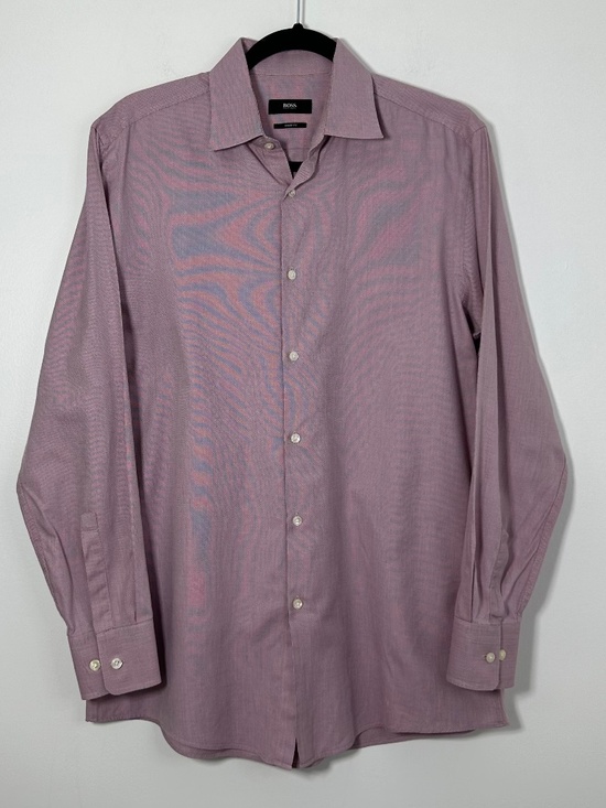 Boss Other - Hugo Boss Mens Sz 15.5 32/33 Long Sleeve Button Down Dress Shirt Sharp Fit Maroo